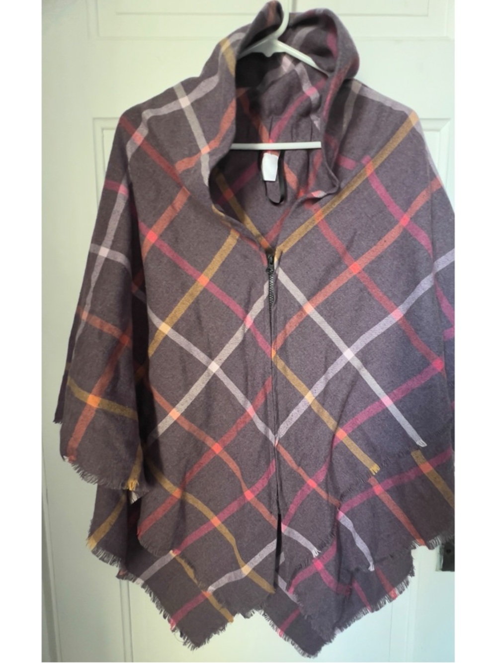 Plaid Poncho Lilac Purple